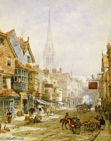 Wikioo.org - The Encyclopedia of Fine Arts - Painting, Artwork by Louise Rayner - The High Street, Salisbury