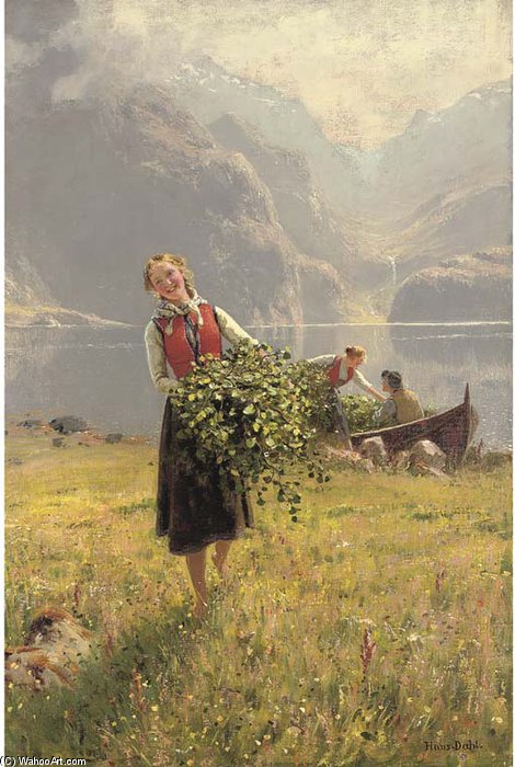 Wikioo.org - The Encyclopedia of Fine Arts - Painting, Artwork by Hans Andreas Dahl - Sommerdagved En Norsk Fjord