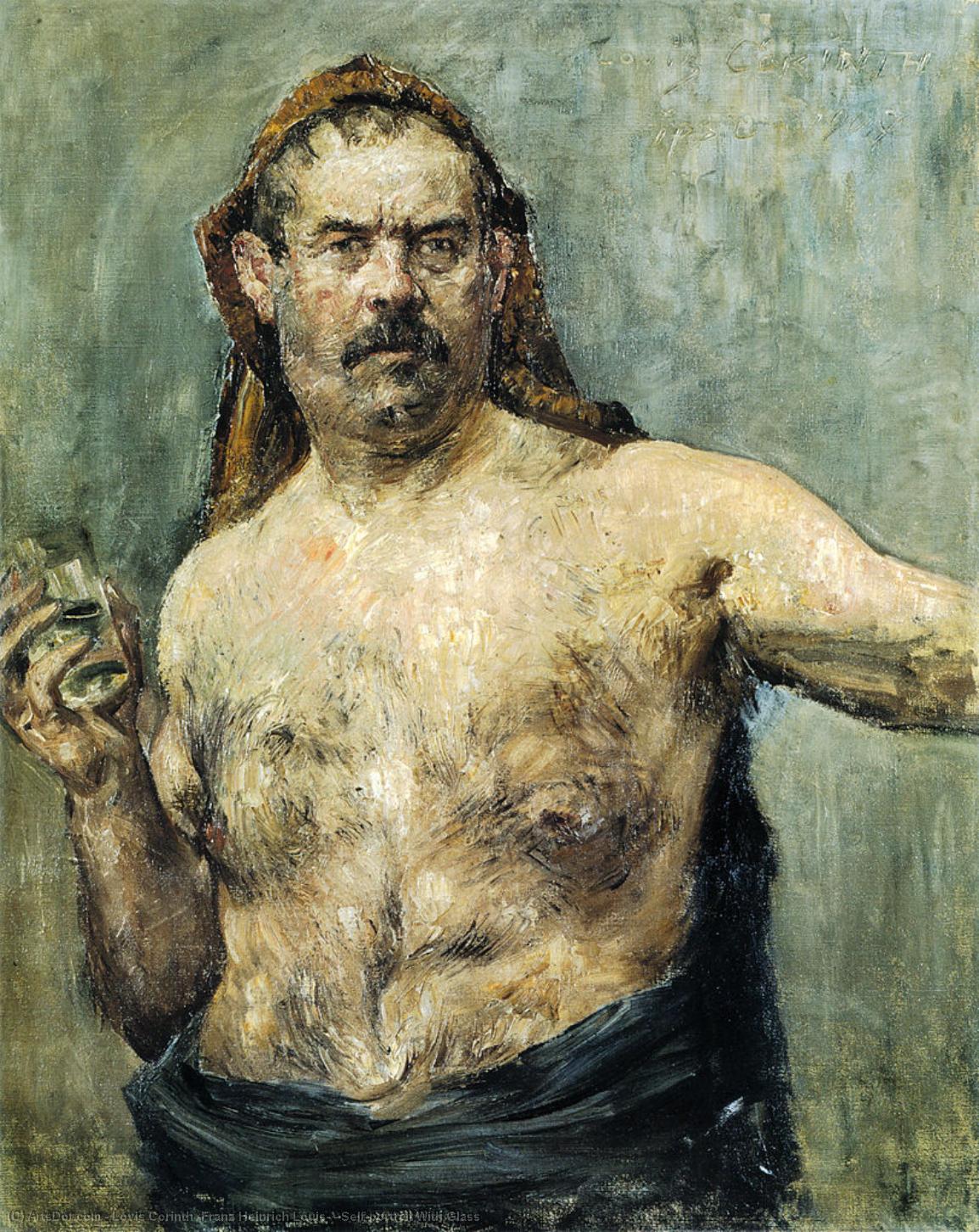Wikioo.org - The Encyclopedia of Fine Arts - Painting, Artwork by Lovis Corinth (Franz Heinrich Louis) - Self-portrait With Glass