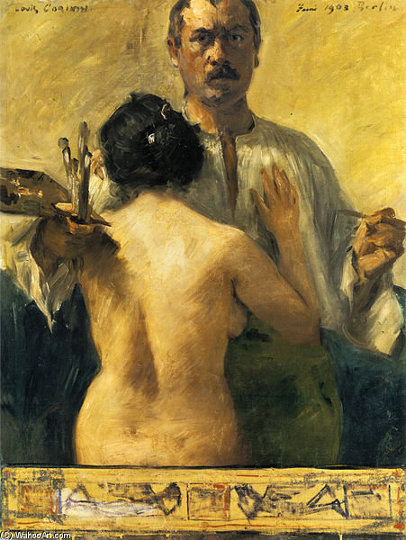 Wikioo.org - The Encyclopedia of Fine Arts - Painting, Artwork by Lovis Corinth (Franz Heinrich Louis) - Self-portrait With Model