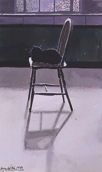WikiOO.org - Encyclopedia of Fine Arts - Maľba, Artwork Lucy Willis - Cat On A Chair