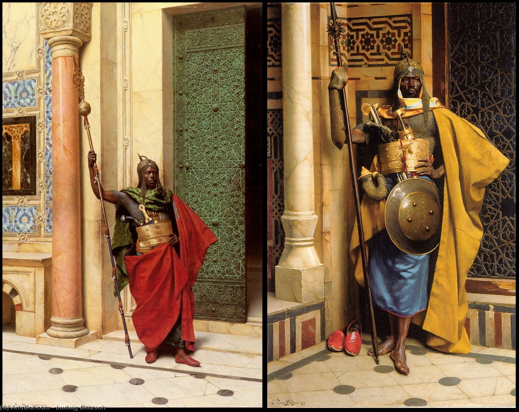 WikiOO.org - Enciclopedia of Fine Arts - Pictura, lucrări de artă Ludwig Deutsch - A Nubian Guard And The Palace Guard