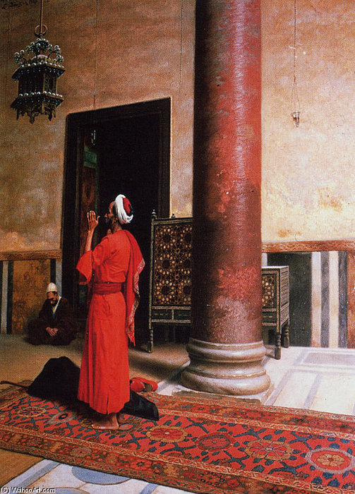 Wikioo.org - The Encyclopedia of Fine Arts - Painting, Artwork by Ludwig Deutsch - Mosque Interior