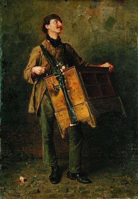 Wikioo.org - The Encyclopedia of Fine Arts - Painting, Artwork by Ludwig Knaus - The Hurdy-gurdy Man