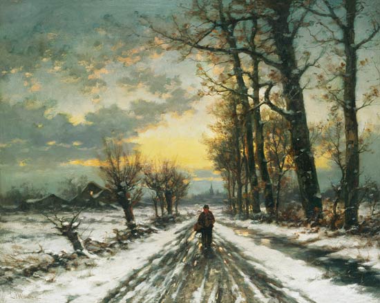 Wikioo.org - The Encyclopedia of Fine Arts - Painting, Artwork by Ludwig Munthe - Hiker In The Dawn