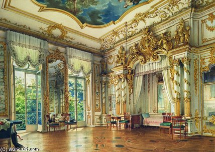 Wikioo.org - The Encyclopedia of Fine Arts - Painting, Artwork by Luigi Premazzi (Ludwig Osipovich) - Bedroom Of Tsar Alexander I In The Alexander Palace
