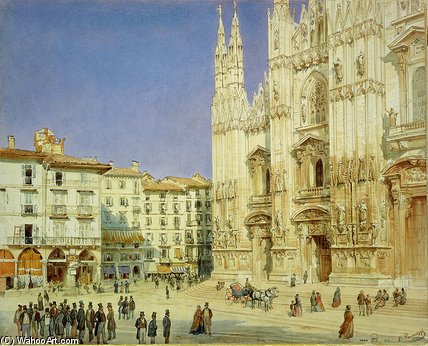 Wikioo.org - The Encyclopedia of Fine Arts - Painting, Artwork by Luigi Premazzi (Ludwig Osipovich) - Milan Cathedral