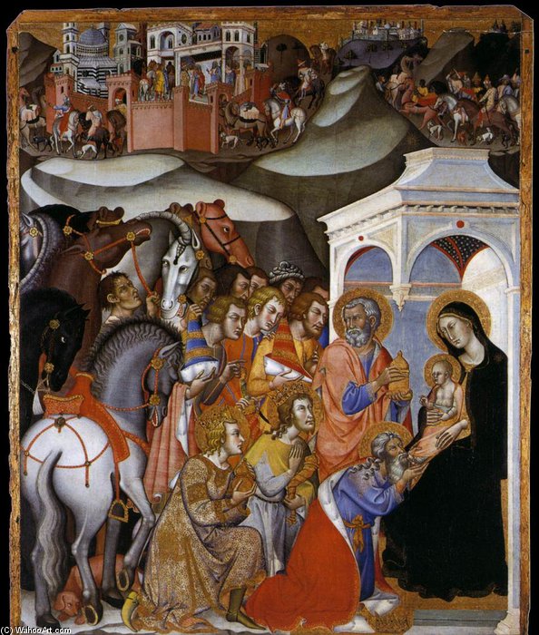 WikiOO.org - 백과 사전 - 회화, 삽화 Manfredi De Battilor Bartolo Di Fredi Fredi - The Adoration Of The Magi