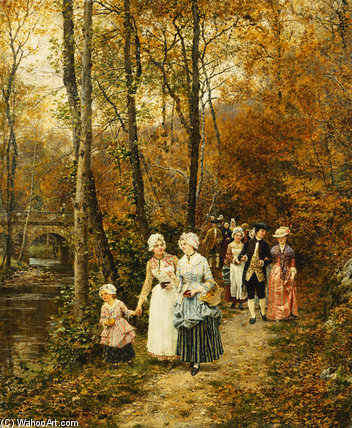 Wikioo.org - The Encyclopedia of Fine Arts - Painting, Artwork by Marie Francois Firmin-Girard - The Afternoon Stroll