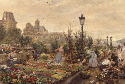 WikiOO.org - Encyclopedia of Fine Arts - Maalaus, taideteos Marie Francois Firmin-Girard - The Flower Market
