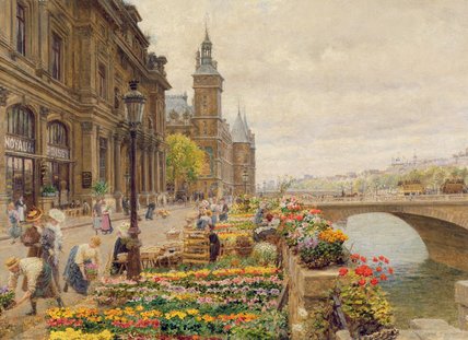 Wikioo.org - The Encyclopedia of Fine Arts - Painting, Artwork by Marie Francois Firmin-Girard - The Parisian Flower Market