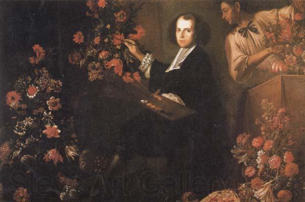 Wikioo.org - The Encyclopedia of Fine Arts - Painting, Artwork by Mario Dei Fiori - Self-portrait With A Servant And Flowers