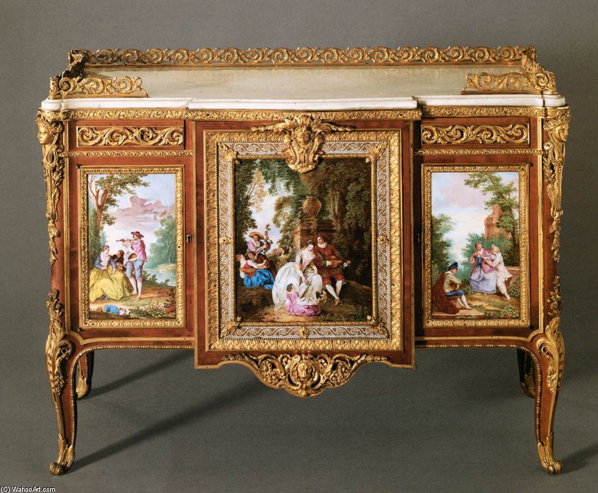Wikioo.org - The Encyclopedia of Fine Arts - Painting, Artwork by Martin Carlin - Commode With Five Porcelain Plaques
