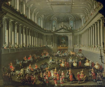Wikioo.org - The Encyclopedia of Fine Arts - Painting, Artwork by Martin Ii Mytens - A Cavalcade In The Winter Riding School Of The