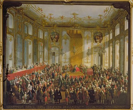Wikioo.org - The Encyclopedia of Fine Arts - Painting, Artwork by Martin Ii Mytens - Empress Maria Theresa At The Investiture