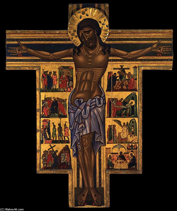 Wikioo.org - The Encyclopedia of Fine Arts - Painting, Artwork by Master Of San Francesco Bardi - Crucifix With Scenes From Calvary