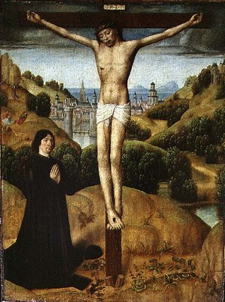 WikiOO.org - 백과 사전 - 회화, 삽화 Master Of The Legend Of Saint Ursula - Christ On The Cross With A Donor