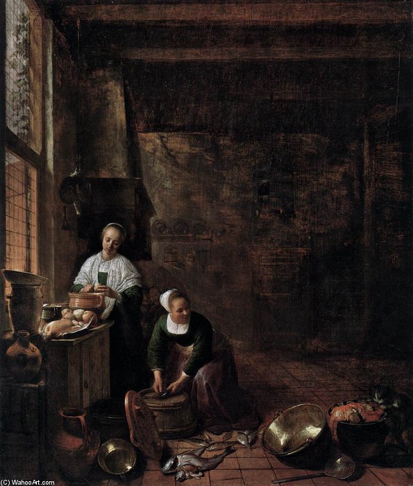 Wikioo.org - The Encyclopedia of Fine Arts - Painting, Artwork by Hendrick Maertensz Sorgh - A Kitchen