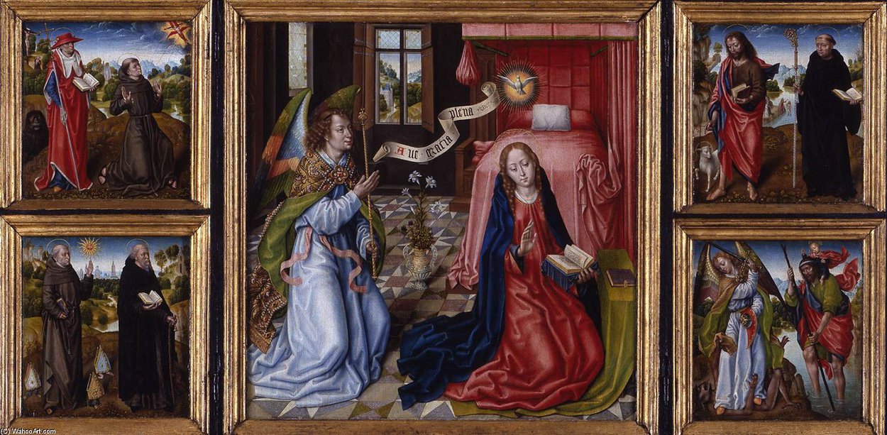 Wikoo.org - موسوعة الفنون الجميلة - اللوحة، العمل الفني Master Of The Legend Of Saint Ursula - Triptych Of The Annunciation