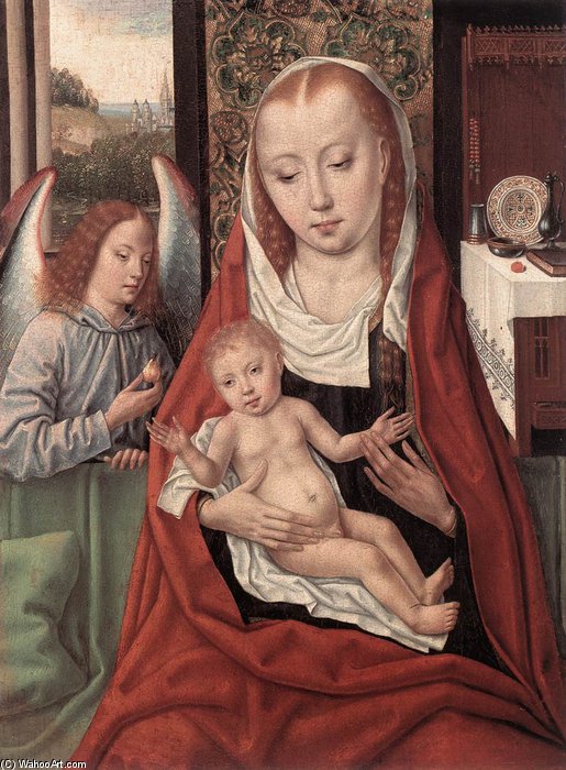 Wikioo.org - The Encyclopedia of Fine Arts - Painting, Artwork by Master Of The Legend Of Saint Ursula - Virgin And Child With An Angel