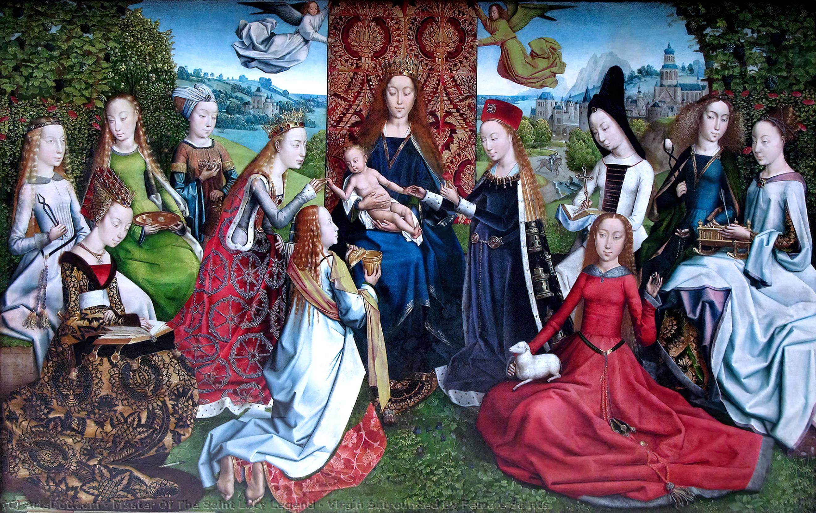 Wikioo.org - The Encyclopedia of Fine Arts - Painting, Artwork by Master Of The Saint Lucy Legend - Virgin Surrounded By Female Saints
