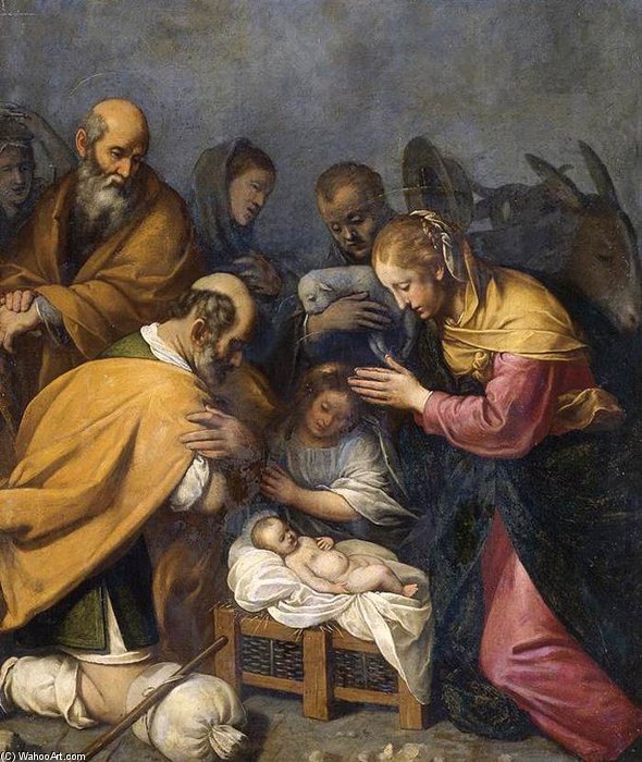 Wikioo.org - The Encyclopedia of Fine Arts - Painting, Artwork by Matteo Rosselli - The Adoration Of The Shepherds