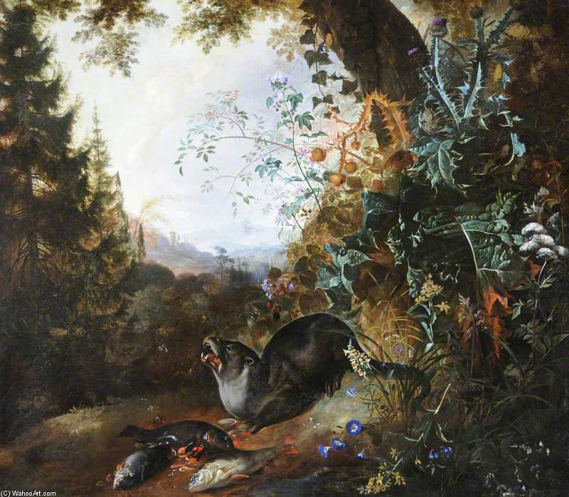 Wikioo.org - The Encyclopedia of Fine Arts - Painting, Artwork by Matthias Withoos (Calzetta Bianca) - Otter In A Landscape
