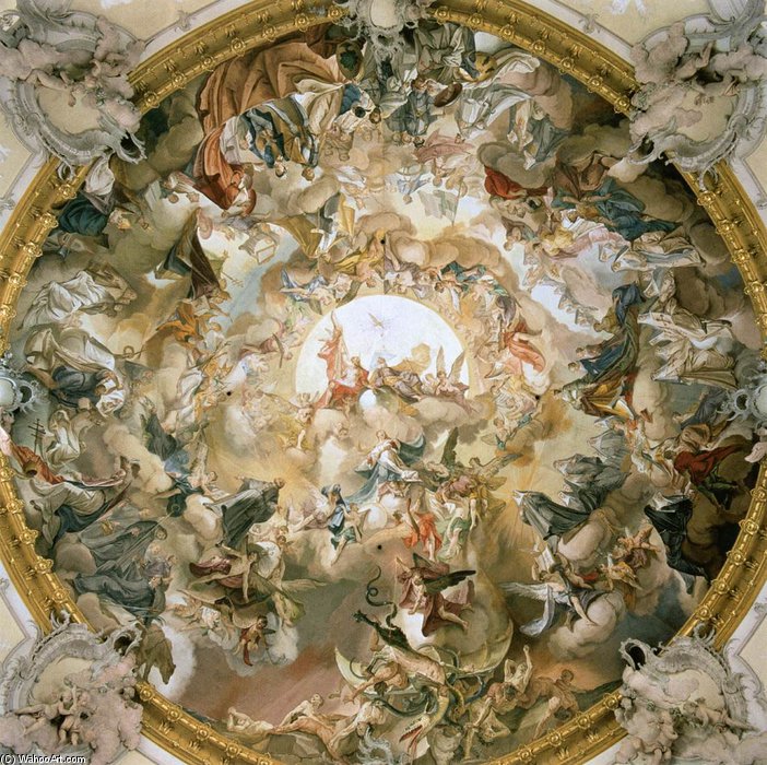Wikioo.org - The Encyclopedia of Fine Arts - Painting, Artwork by Matthäus Günther - The Apotheosis Of St Benedict