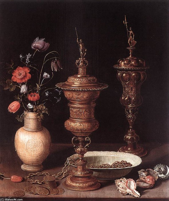 Wikioo.org - The Encyclopedia of Fine Arts - Painting, Artwork by Matthäus The Elder Merian - Still-life With Flowers And Goblets