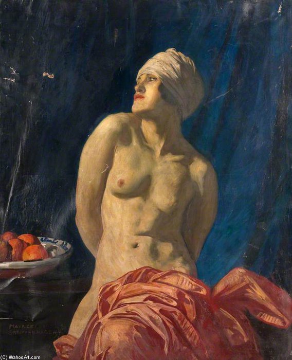 WikiOO.org - Encyclopedia of Fine Arts - Maleri, Artwork Maurice William Greiffenhagen - Nude With A Wrap