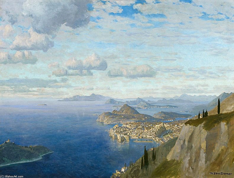 WikiOO.org - Εγκυκλοπαίδεια Καλών Τεχνών - Ζωγραφική, έργα τέχνης Michael Zeno Diemer - View Of Dubrovnik