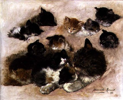 Wikioo.org – La Enciclopedia de las Bellas Artes - Pintura, Obras de arte de Henriette Ronner Knip - estudio de gatos asícomo Gatitos