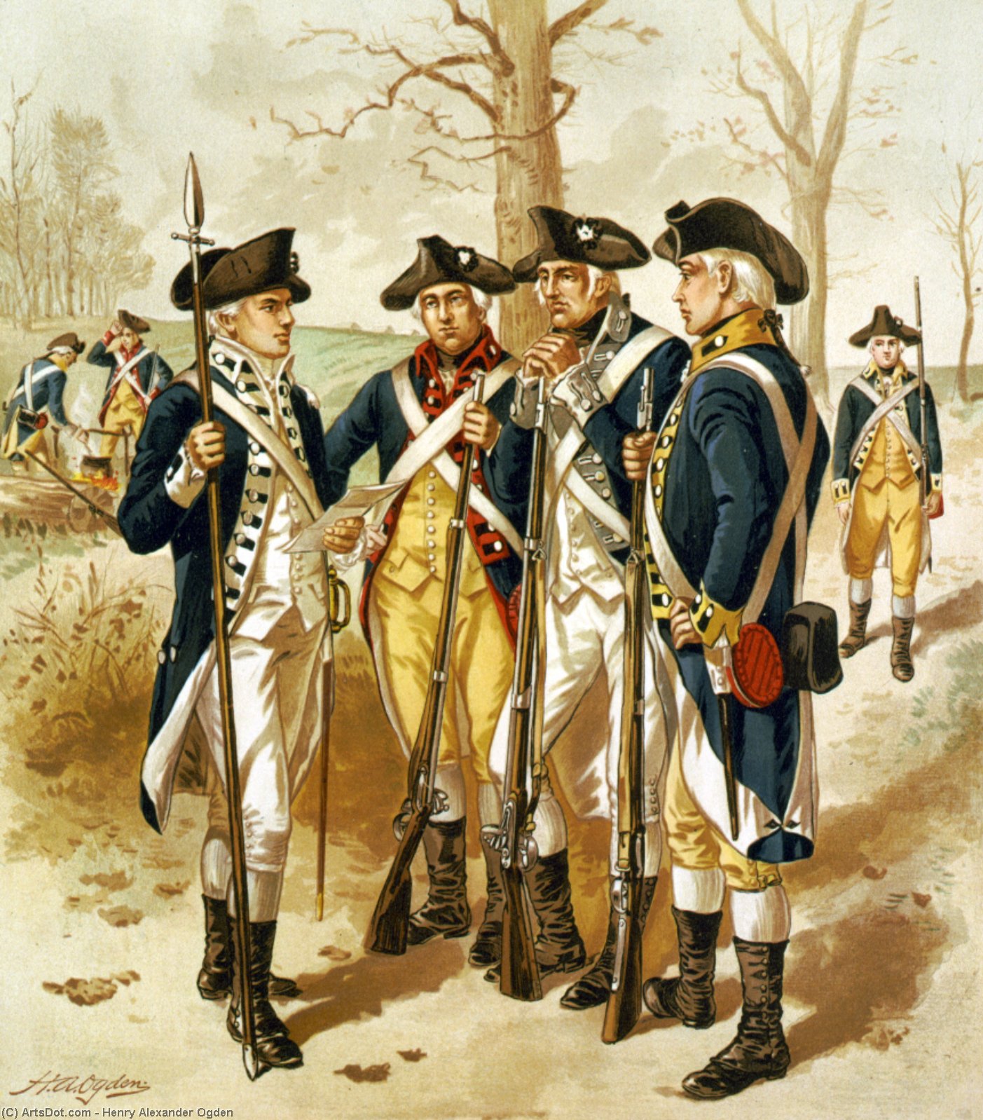 WikiOO.org - Encyclopedia of Fine Arts - Malba, Artwork Henry Alexander Ogden - Infantry - Continental Army
