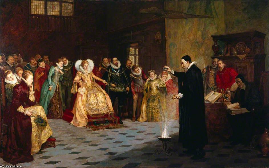 Wikioo.org - The Encyclopedia of Fine Arts - Painting, Artwork by Henry Gillard Glindoni - John Dee Performing An Experiment Before Elizabeth I
