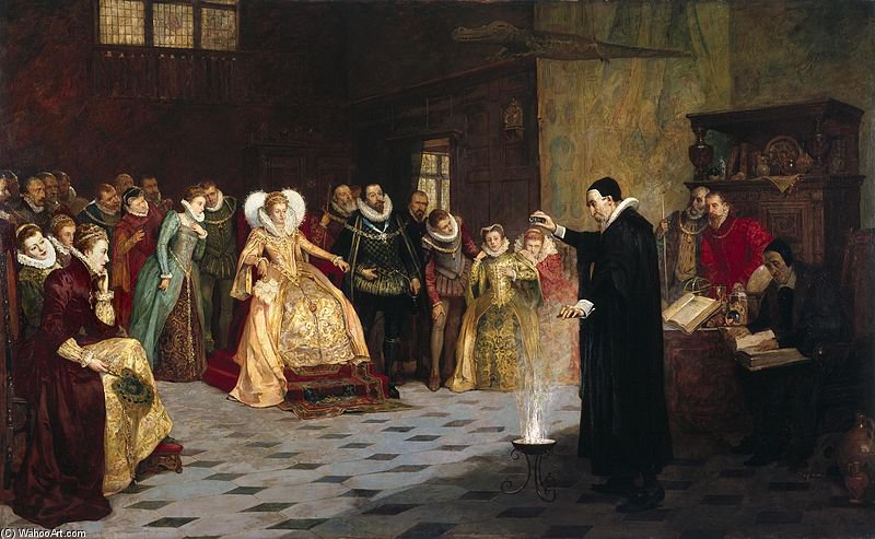 WikiOO.org - Encyclopedia of Fine Arts - Malba, Artwork Henry Gillard Glindoni - John Dee Performing An Experiment Before Queen Elizabeth I.