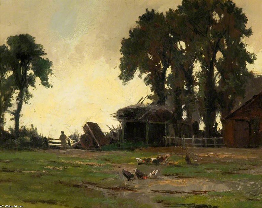 Wikioo.org - The Encyclopedia of Fine Arts - Painting, Artwork by Henry Hadfield Cubley - Farmyard