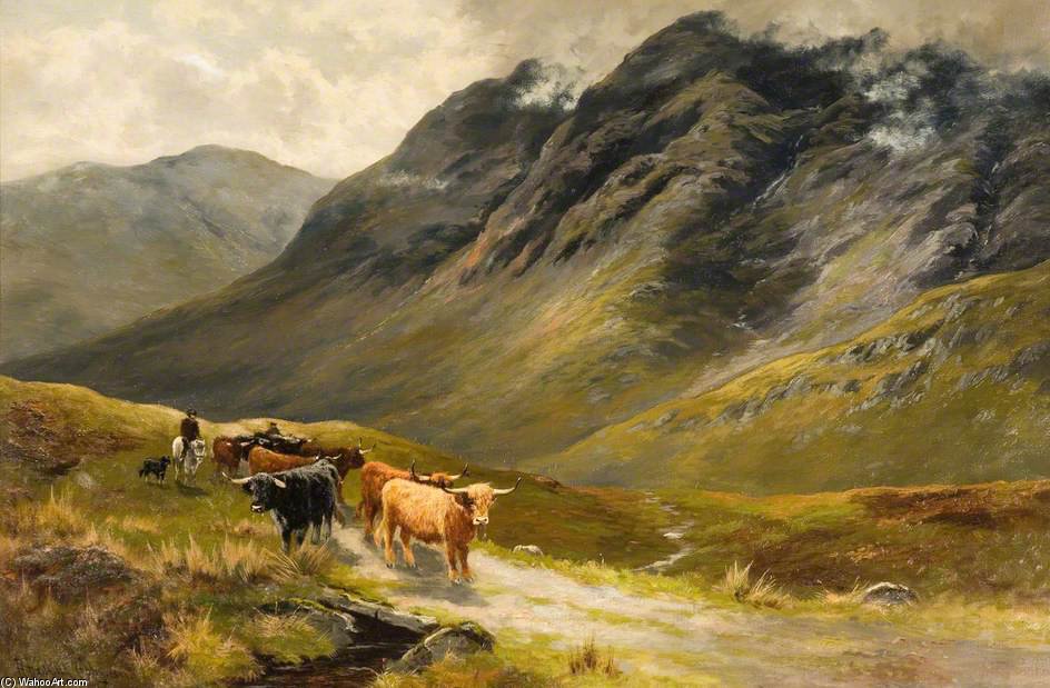 Wikioo.org - The Encyclopedia of Fine Arts - Painting, Artwork by Henry Hadfield Cubley - Highland Cattle