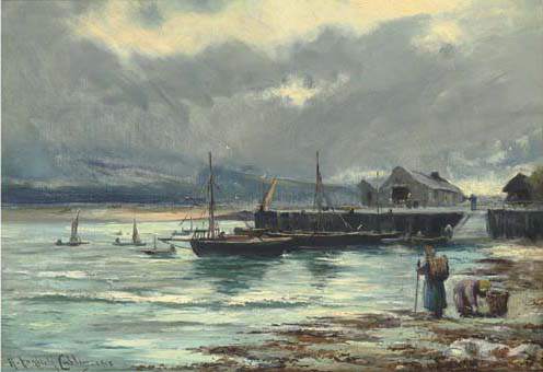 WikiOO.org - אנציקלופדיה לאמנויות יפות - ציור, יצירות אמנות Henry Hadfield Cubley - The Harbour Barmouth