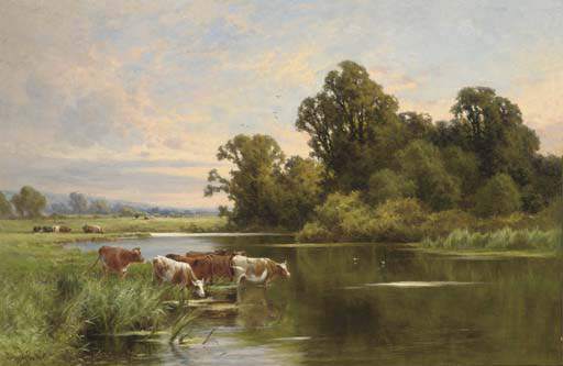 Wikioo.org - The Encyclopedia of Fine Arts - Painting, Artwork by Henry Hillier Parker - Evening On The Banks Of The Ouse