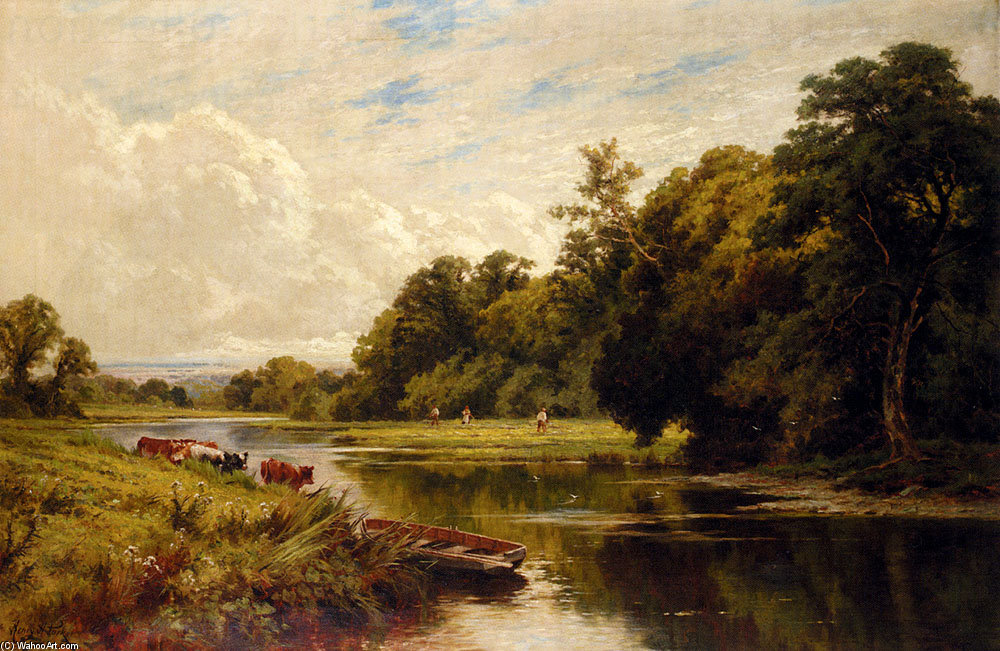 Wikioo.org - The Encyclopedia of Fine Arts - Painting, Artwork by Henry Hillier Parker - On The Banks Of The Thames