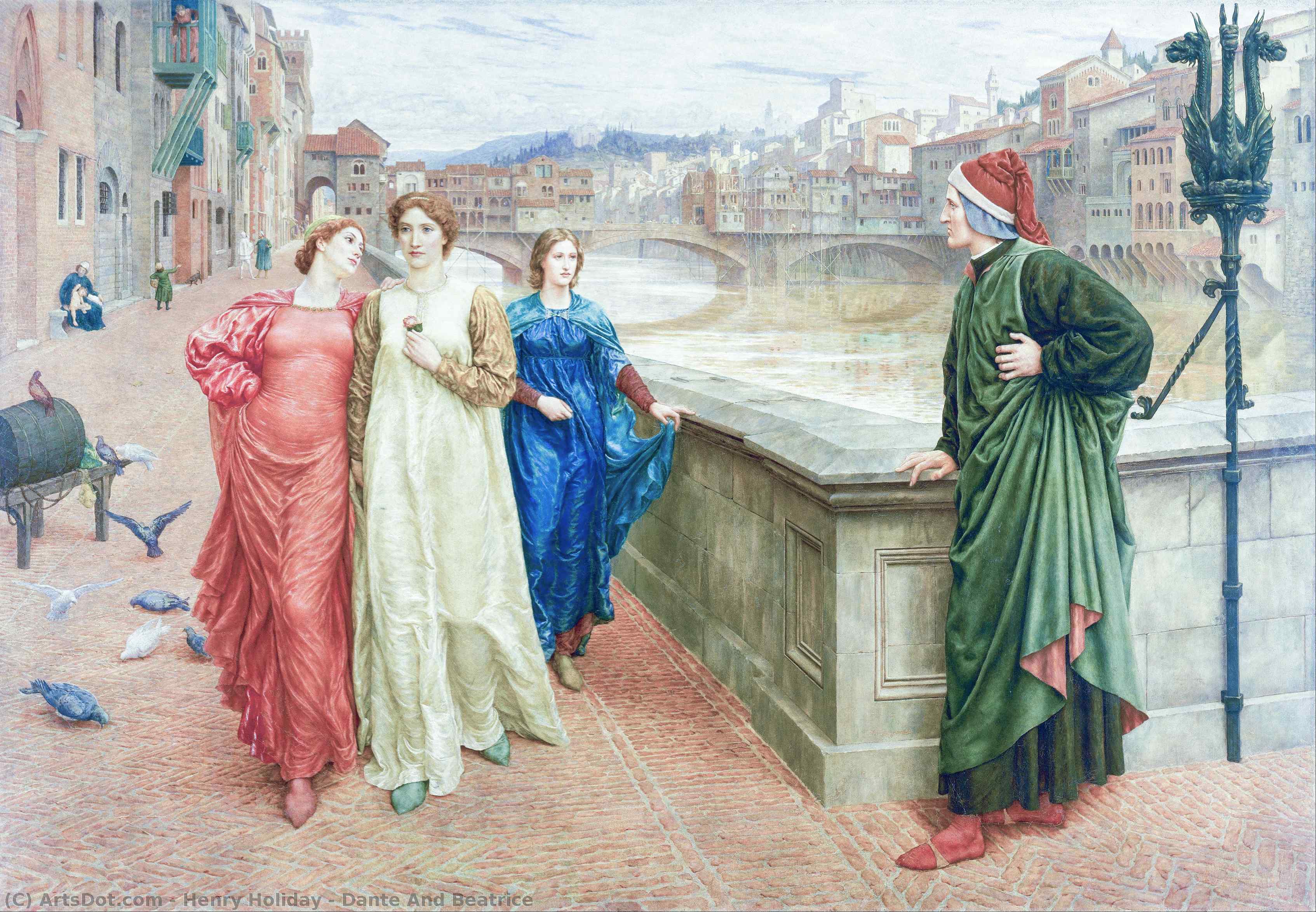 Wikioo.org - The Encyclopedia of Fine Arts - Painting, Artwork by Henry Holiday - Dante And Beatrice