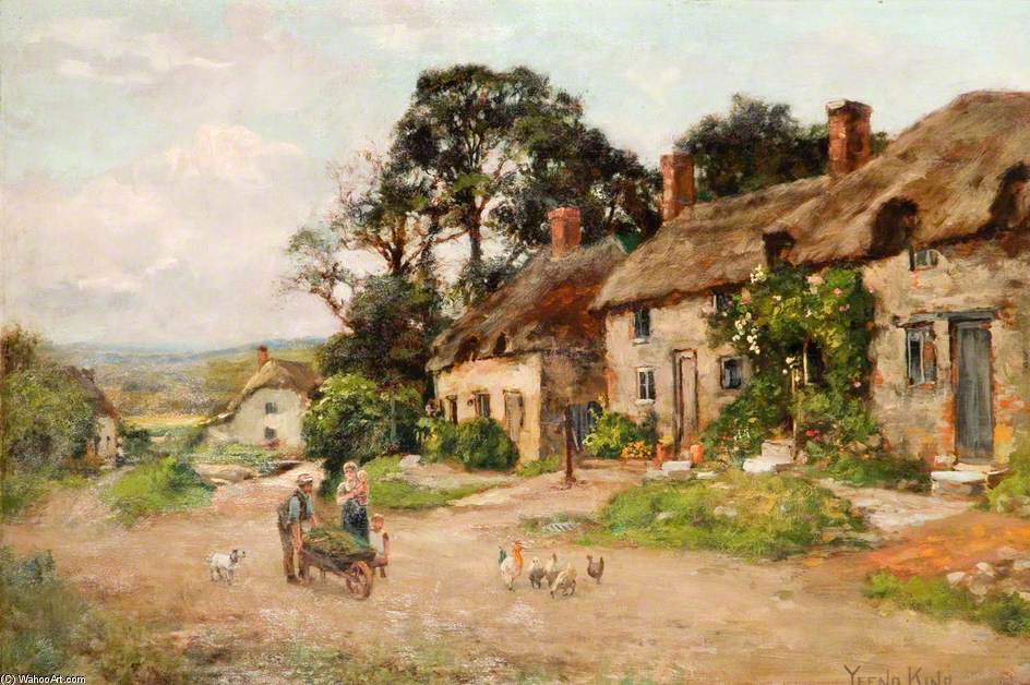 Wikioo.org - สารานุกรมวิจิตรศิลป์ - จิตรกรรม Henry John Yeend King - Figures By A Country Cottage
