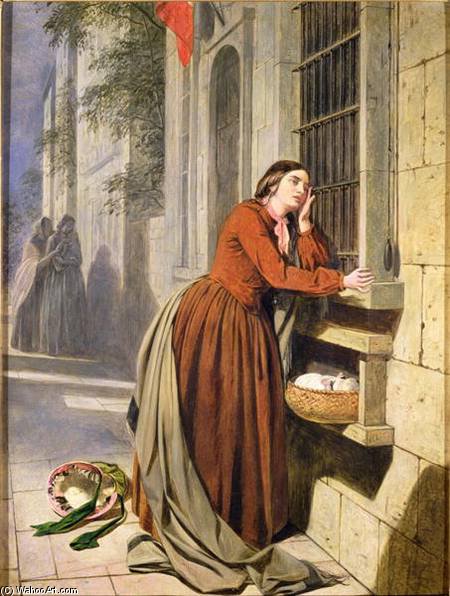 Wikioo.org - The Encyclopedia of Fine Arts - Painting, Artwork by Henry Nelson O'neil - Mother Depositing Her Child In The Foundling Hospital In Paris