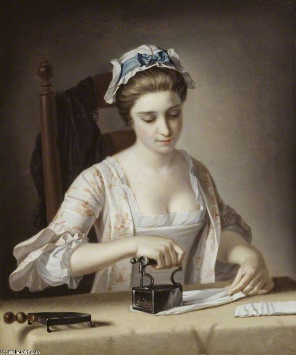 Wikioo.org - The Encyclopedia of Fine Arts - Painting, Artwork by Henry Robert Morland - A Laundry Maid Ironing