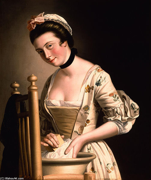 WikiOO.org - Enciclopédia das Belas Artes - Pintura, Arte por Henry Robert Morland - A Woman Doing Laundry