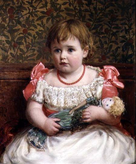 Wikioo.org - The Encyclopedia of Fine Arts - Painting, Artwork by Henry Robert Robertson - Portrait Of A Little Girl With Her Doll