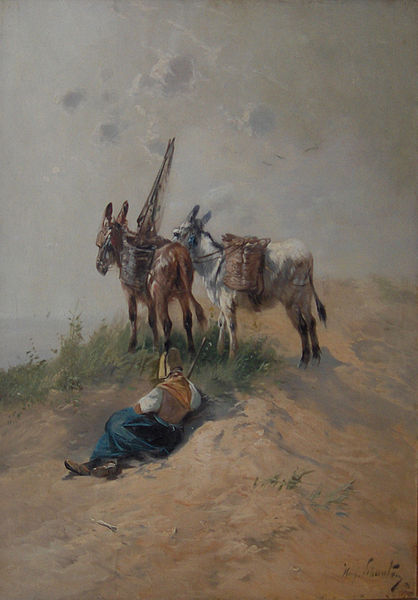 Wikioo.org - The Encyclopedia of Fine Arts - Painting, Artwork by Henry Schouten - Fisherman's Wife With Donkeys