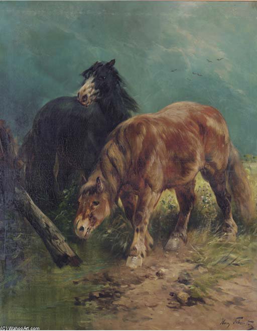 Wikioo.org - สารานุกรมวิจิตรศิลป์ - จิตรกรรม Henry Schouten - Horses In A Meadow