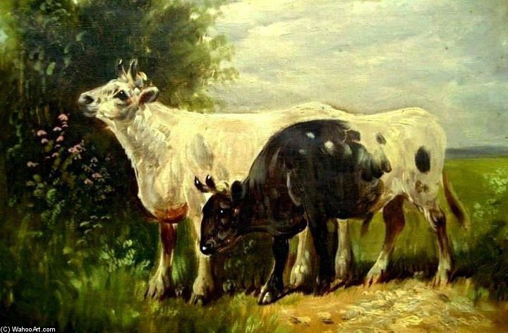 Wikioo.org - The Encyclopedia of Fine Arts - Painting, Artwork by Henry Schouten - Two Cows In The Field