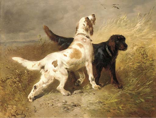 Wikioo.org - The Encyclopedia of Fine Arts - Painting, Artwork by Henry Schouten - Two Gun Dogs On The Hunt